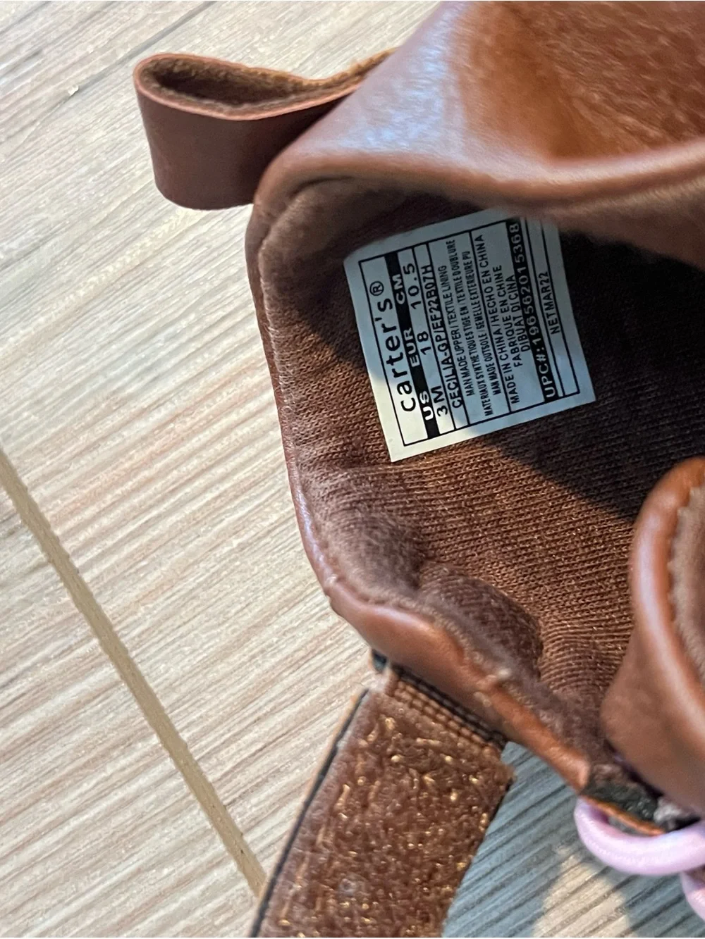 Carter's Brown Boots with Pink Laces and Rainbow Accent